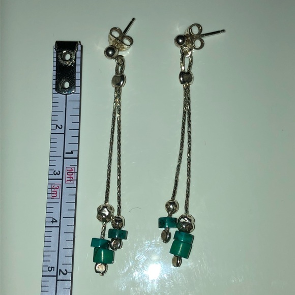 Sterling Silver Earrings with Turquoise - Picture 2 of 2